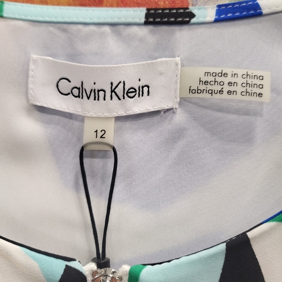 Calvin Klein Blue Green Front Zip Dress - Picture 4 of 8